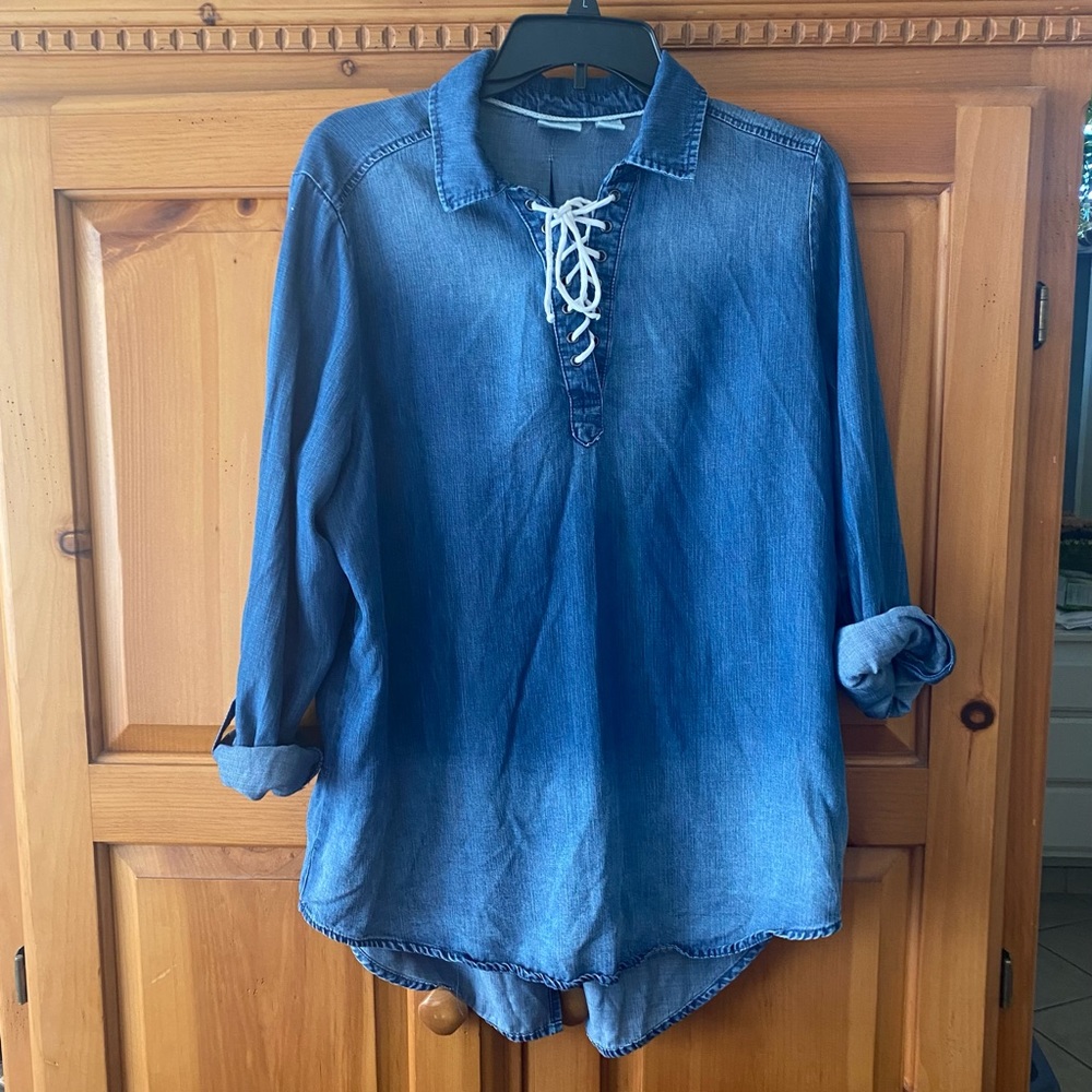 WESTBOUND BLUE DENIM-LIKE OMBRE TUNIC